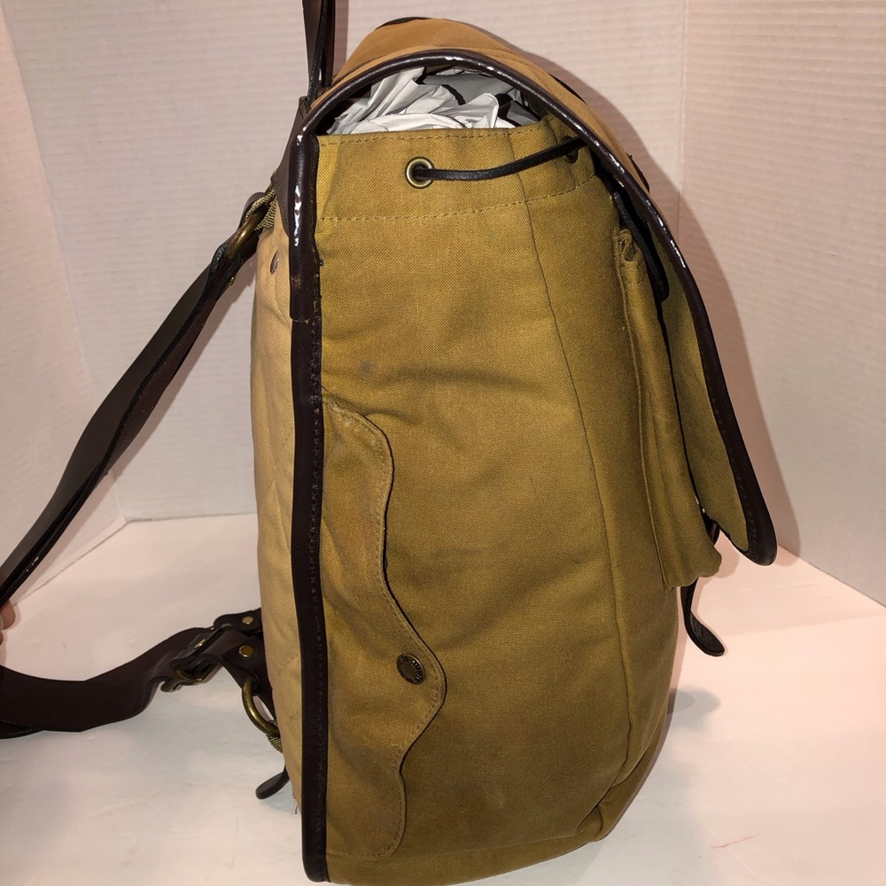 Filson Tan Tin Cloth Rugged Field Backpack Purse Bag - Picture 7 of 14